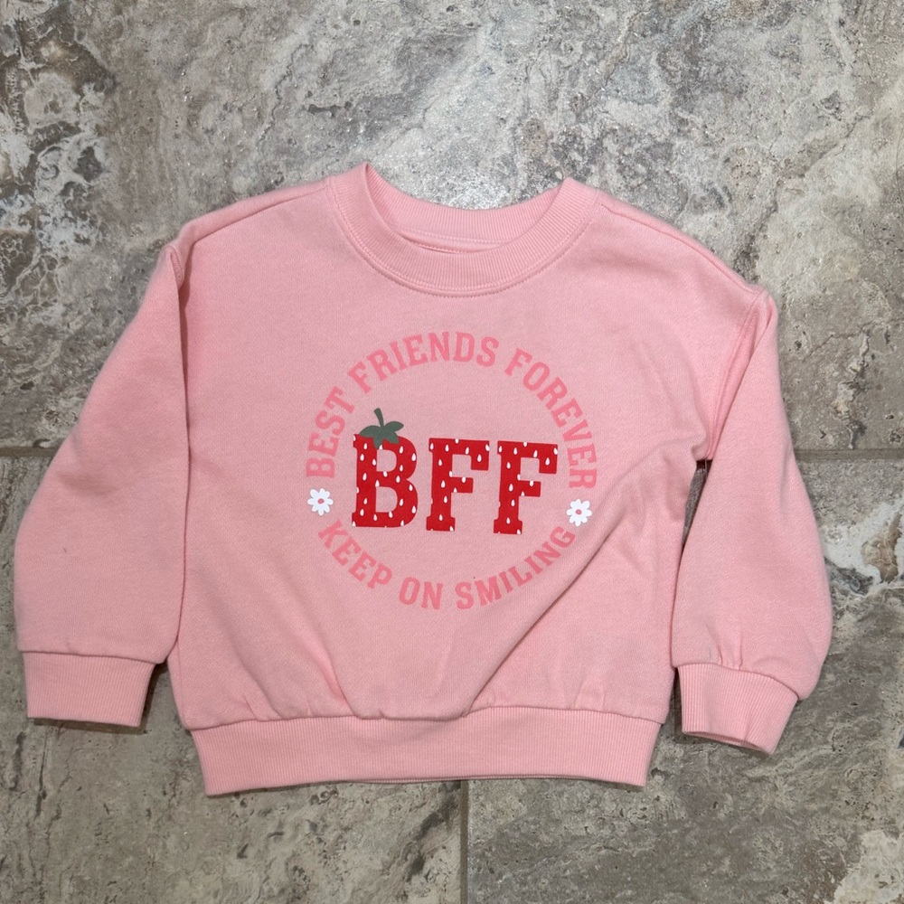 NWT size 2T Wonder Nation Pink BFF Kids Sweatshirt with Strawberry Print